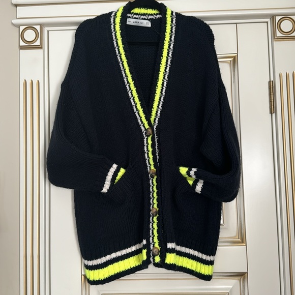 ZARA CONTRASTING FLUORESCENT CARDIGAN SZ S - Picture 5 of 8